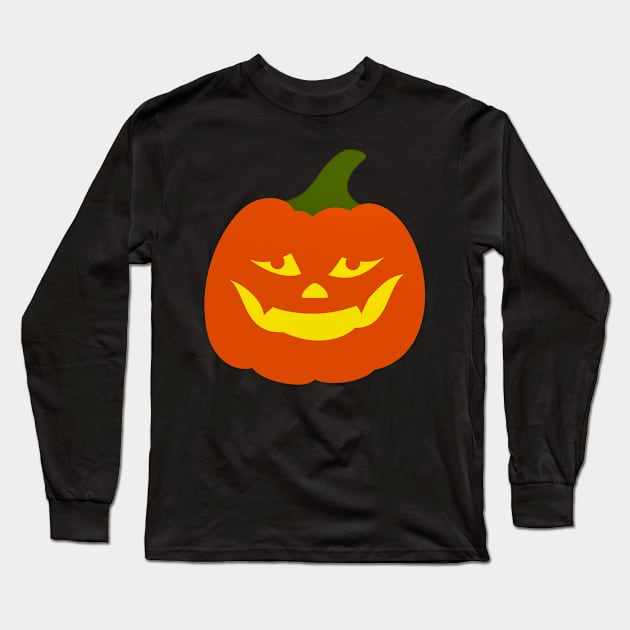 Funny Joyful Halloween Pumpkin Face Long Sleeve T-Shirt by koolteas